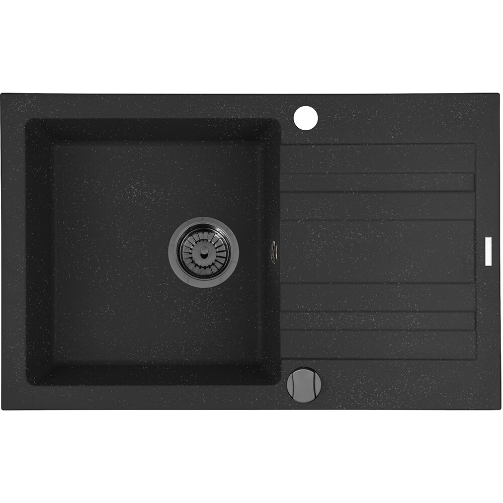 Pachet chiuveta PYRAMIS Altexia Modern 79, 1 cuva, picurator reversibil, compozit granit + baterie, negru