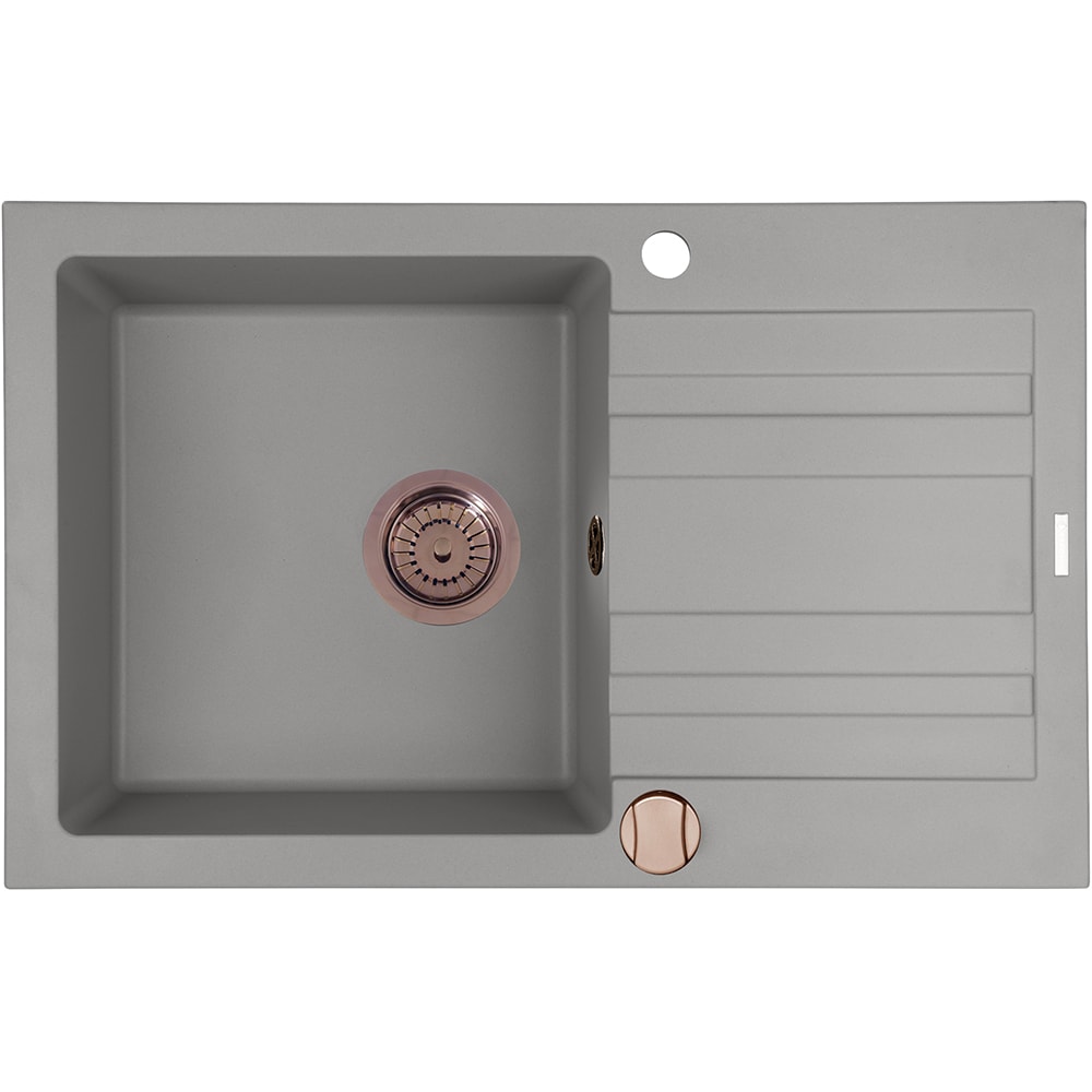 Pachet chiuveta PYRAMIS Altexia Modern 79, 1 cuva, picurator reversibil, compozit granit + baterie, gri