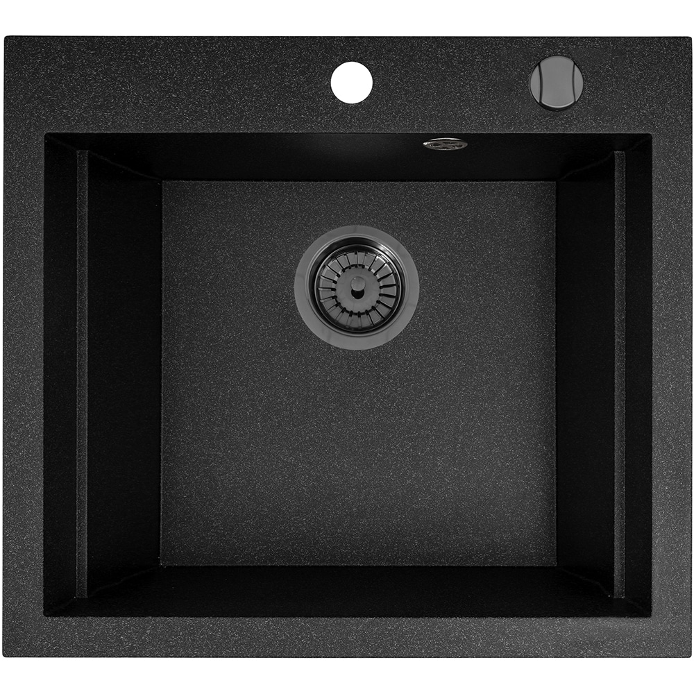 Pachet chiuveta PYRAMIS Altexia Modern Square 57, compozit granit + baterie, negru