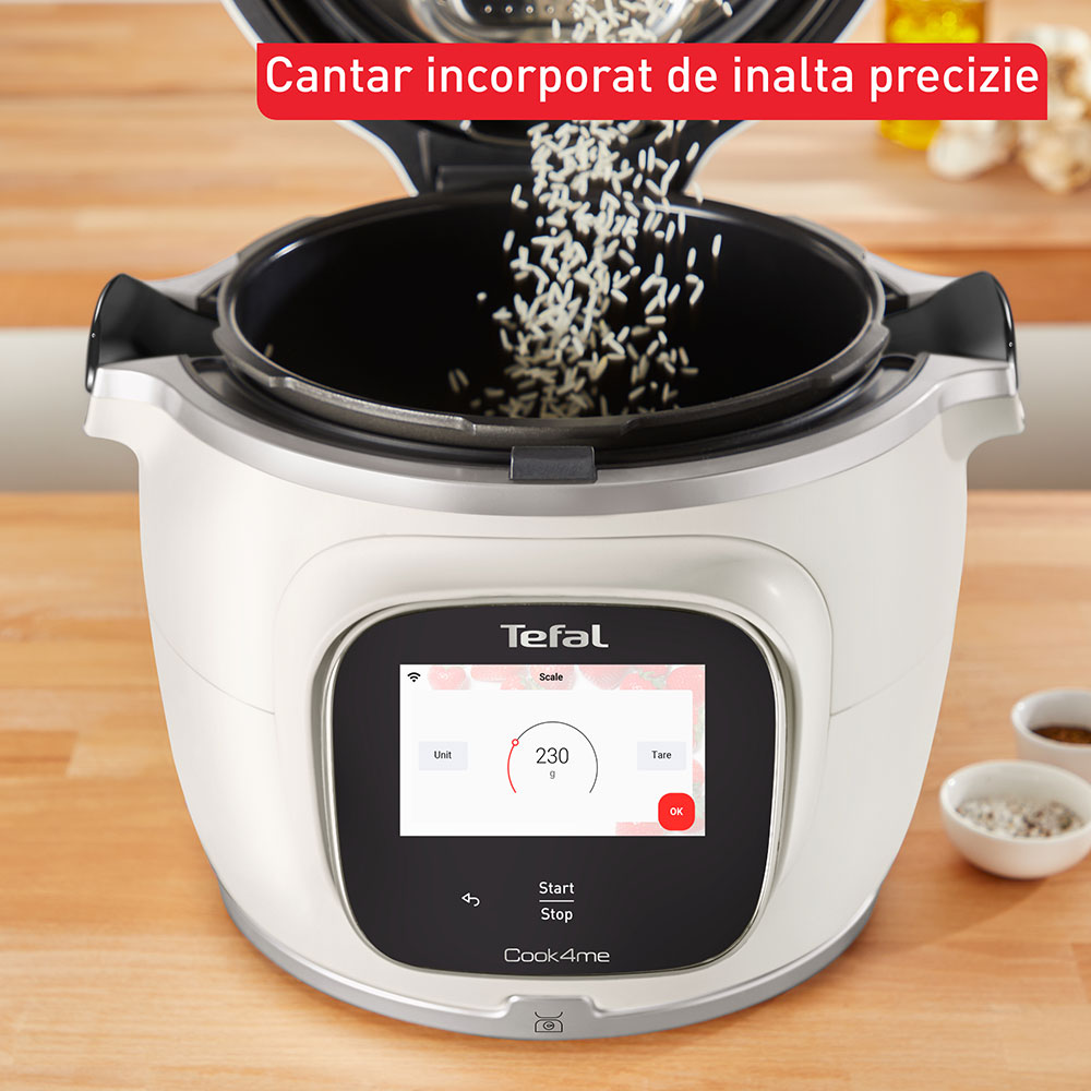 Multicooker TEFAL Cook4me Touch Pro CY9441F2, 6l, 1600W, 15 programe, alb