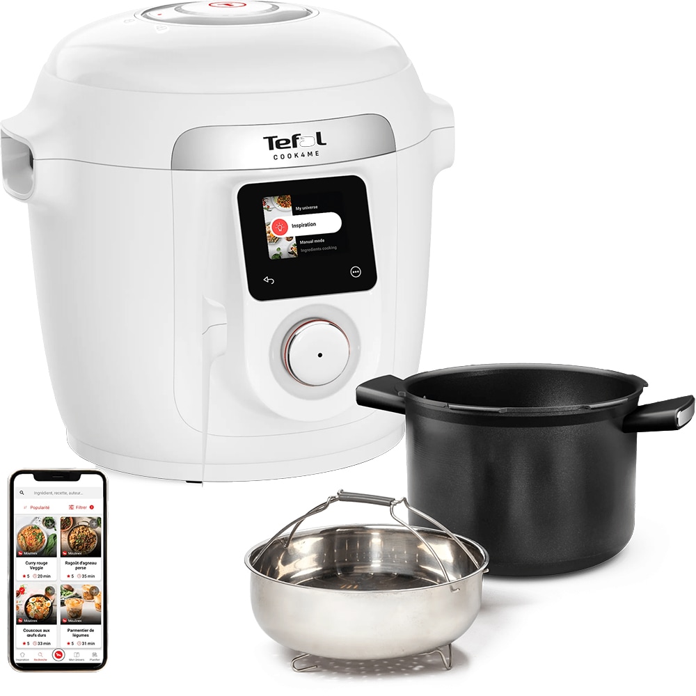 Multicooker TEFAL Cook4Me CY9621F2, 4l, 1600W, 10 programe, aplicatie 150 retete, alb
