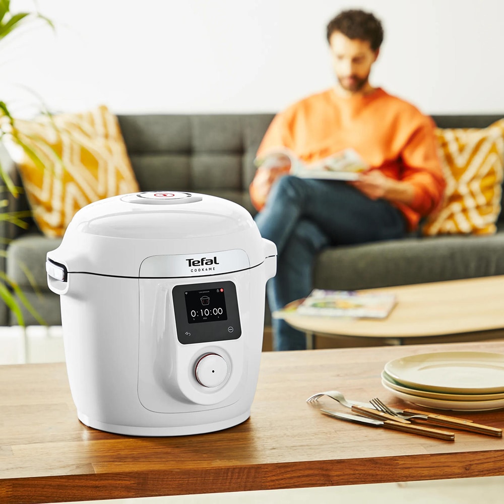 Multicooker TEFAL Cook4Me CY9621F2, 4l, 1600W, 10 programe, aplicatie 150 retete, alb