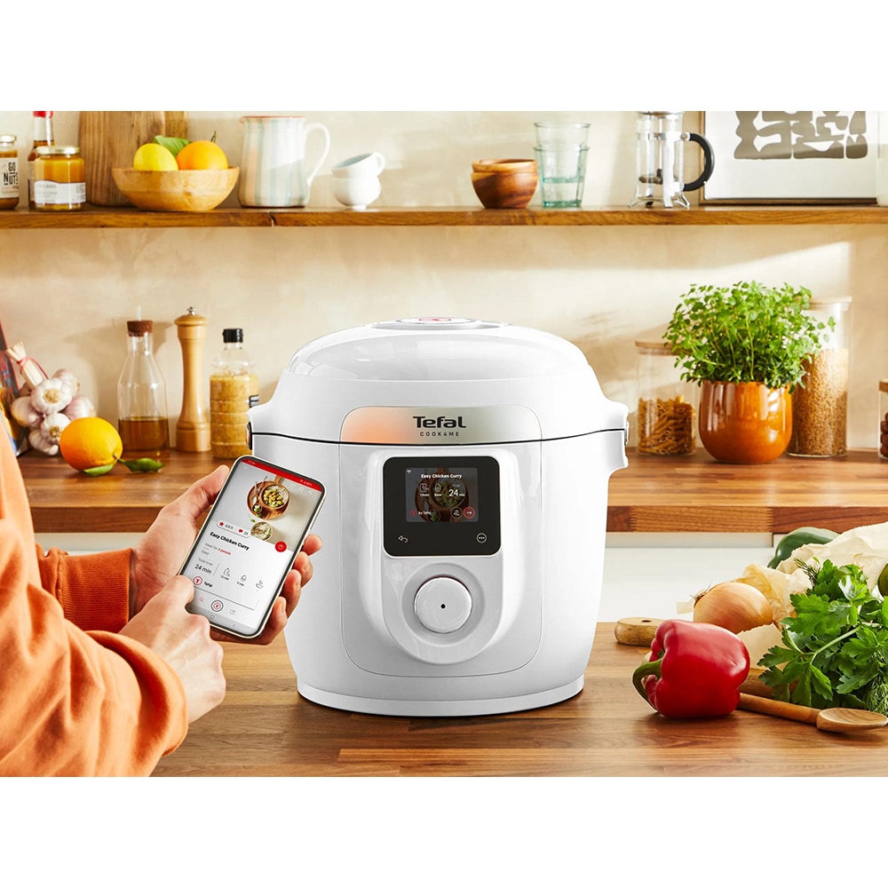 Multicooker TEFAL Cook4Me CY9621F2, 4l, 1600W, 10 programe, aplicatie 150 retete, alb