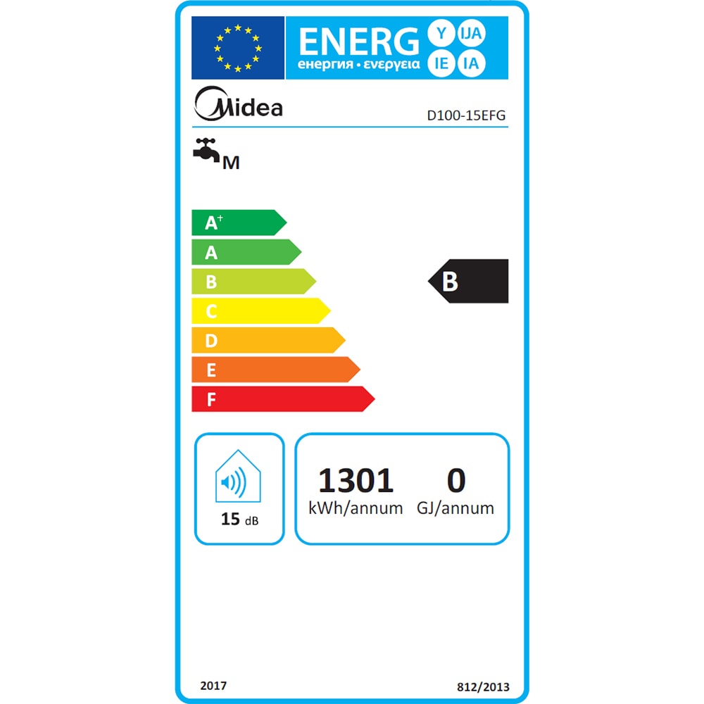 Boiler electric MIDEA Seria Lume, 100 l, 1500W, alb