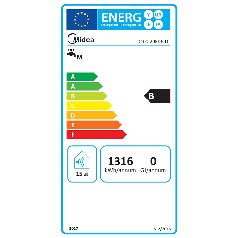 Boiler electric MIDEA Seria Salute, 100 l, 2000W, alb