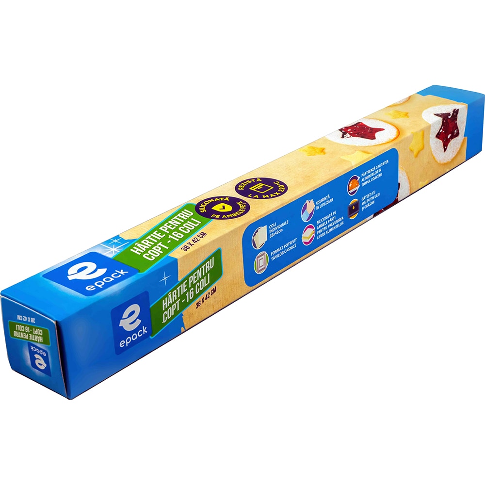 Hartie de copt EPACK, 38 x 42 cm, 16 bucati