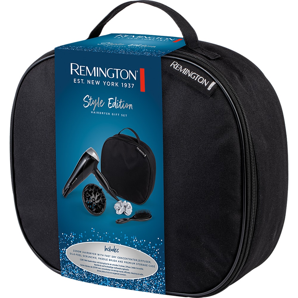 Set REMINGTON Style Edition D3171GP: Uscator de par, 2200W, negru + Perie