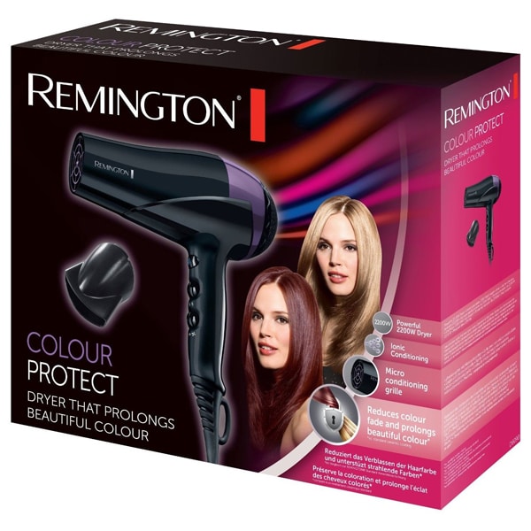 Uscator de par REMINGTON Colour Protect D6090, 2200W, 2 viteze, 3 trepte temperatura, negru-mov