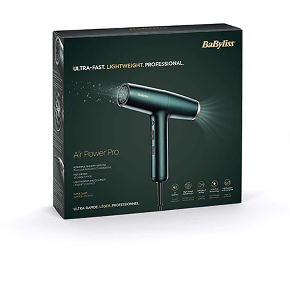 Uscator de par BABYLISS Air Power Pro D6555DE, 1700W, 3 viteze, verde