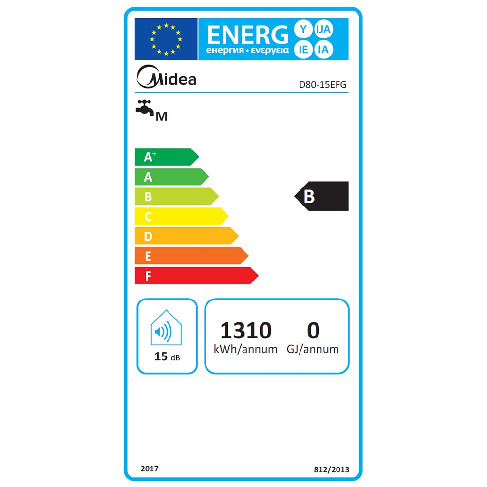 Boiler electric MIDEA Seria Lume, 80 l, 1500W, alb
