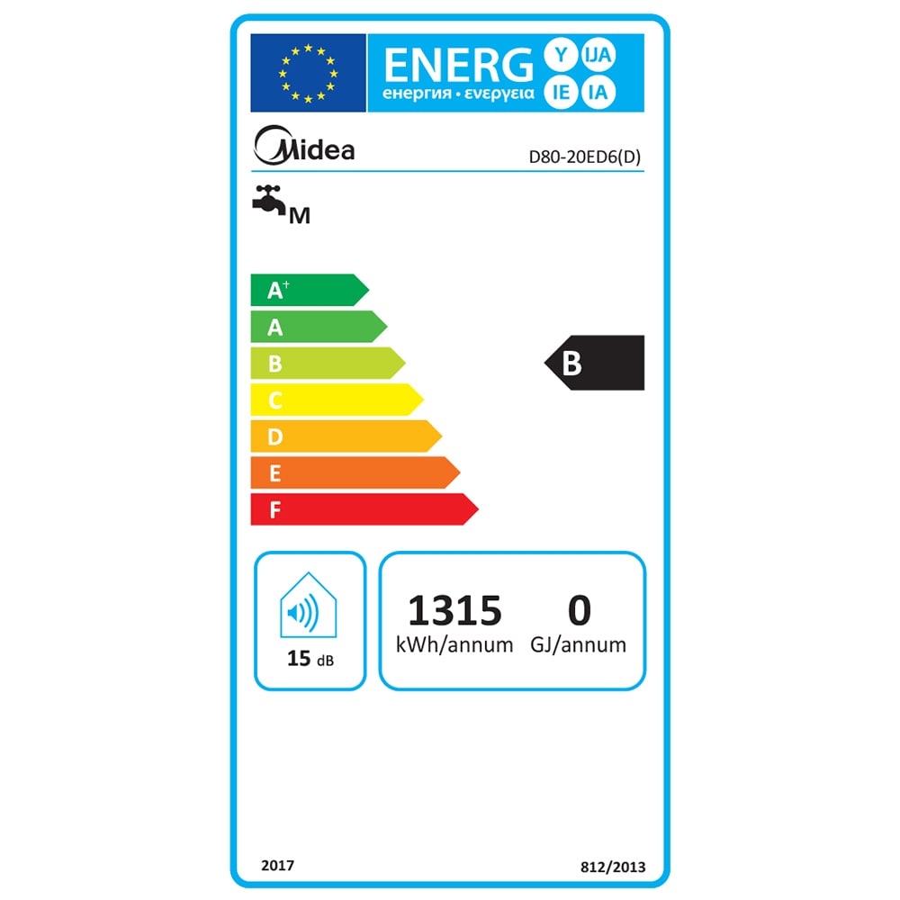 Boiler electric MIDEA Seria Salute, 80 l, 2000W, alb