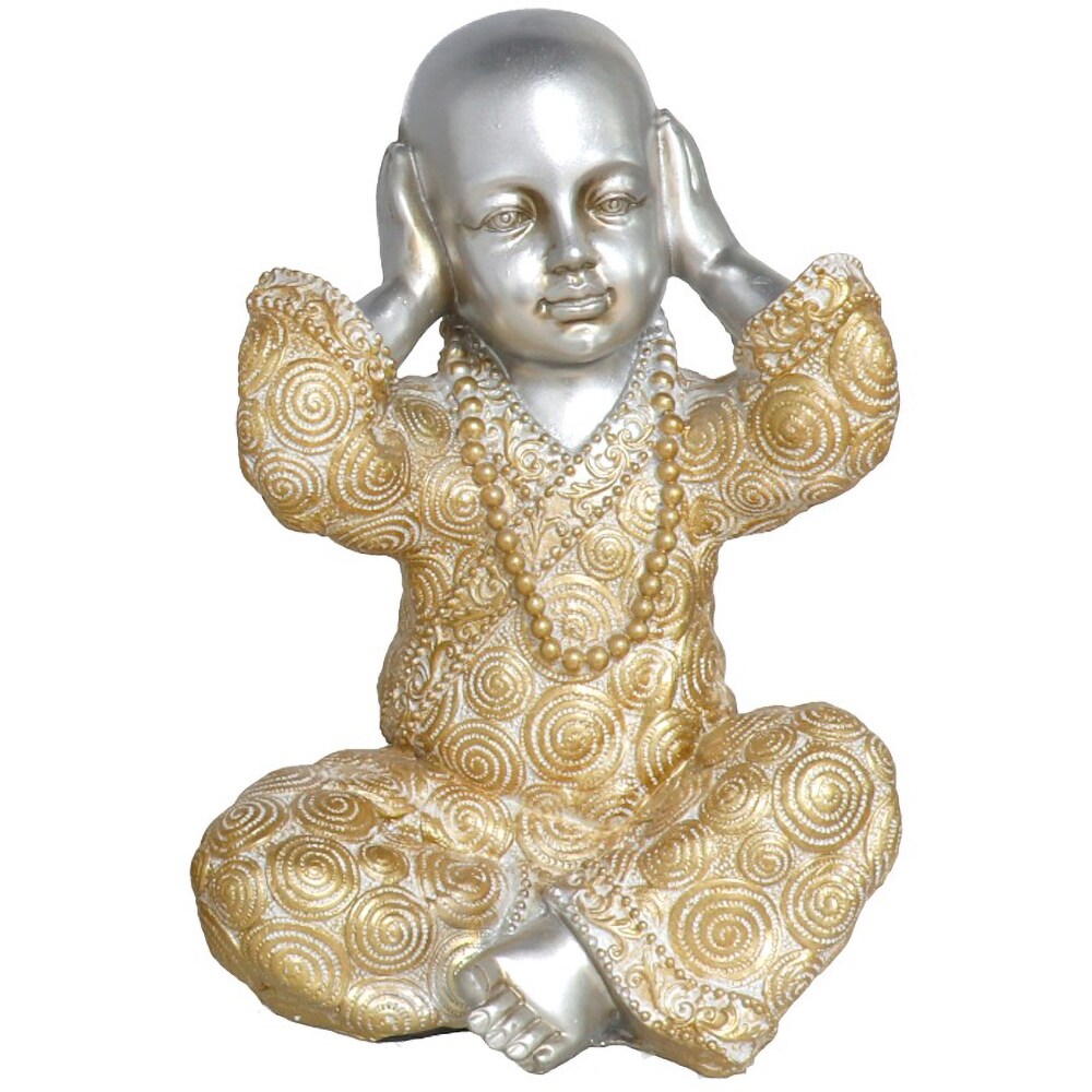 Statueta decorativa Buddha Nimay 2, rasina, 11 x 16 x 22 cm, auriu
