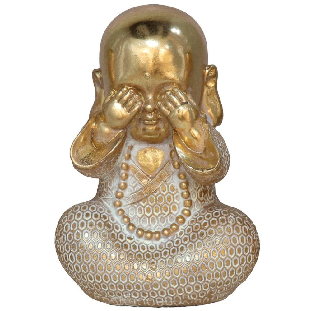 Statueta decorativa Calugar Cain 1, rasina, 9 x 12 x 16 cm, auriu