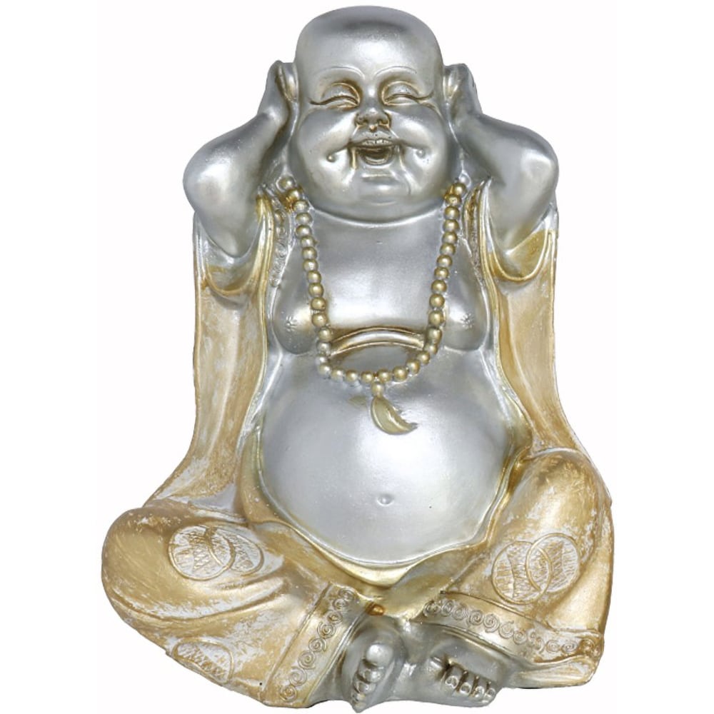 Statueta decorativa Buddha Nirek, rasina, 12 x 15 x 22 cm, auriu