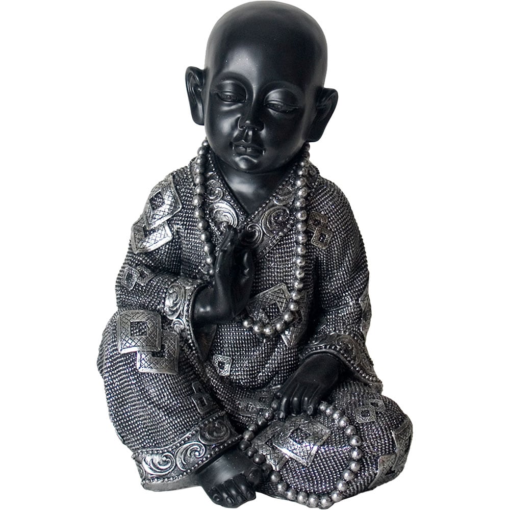 Statueta decorativa Buddha, rasina, 26 x 31 x 43 cm, argintiu