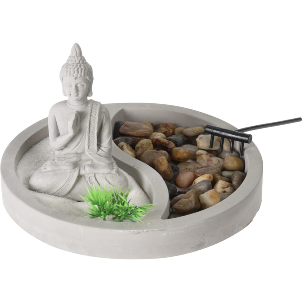 Decoratiune Buddha Zen Garden, 19 x 19 x 12 cm, multicolor