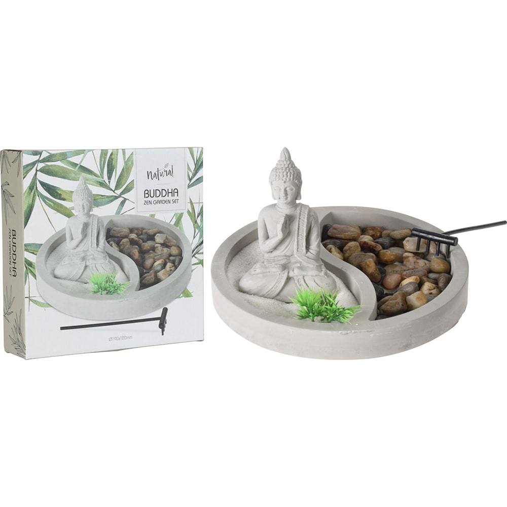 Decoratiune Buddha Zen Garden, 19 x 19 x 12 cm, multicolor