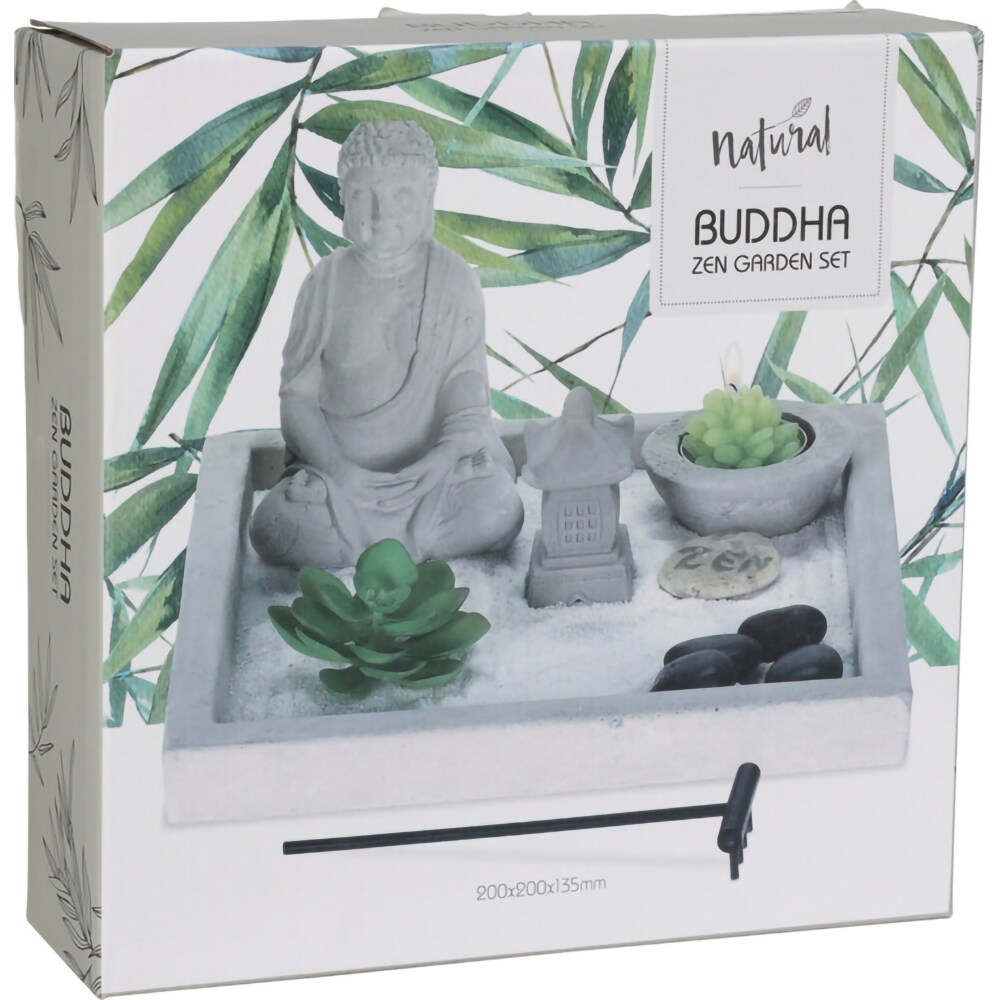 Suport lumanare Buddha Zen Garden, 20 x 20 x 13 cm, multicolor
