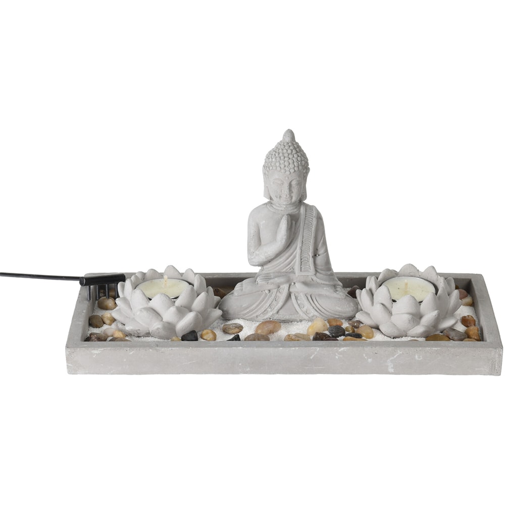 Suport lumanare Buddha Zen Garden, 29 x 12 x 14 cm, lumanare pastila, multicolor