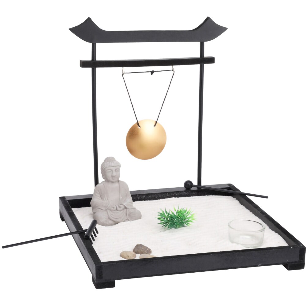 Suport lumanare Buddha Zen Garden, 12 x 15 x 16 cm, 10 piese, multicolor
