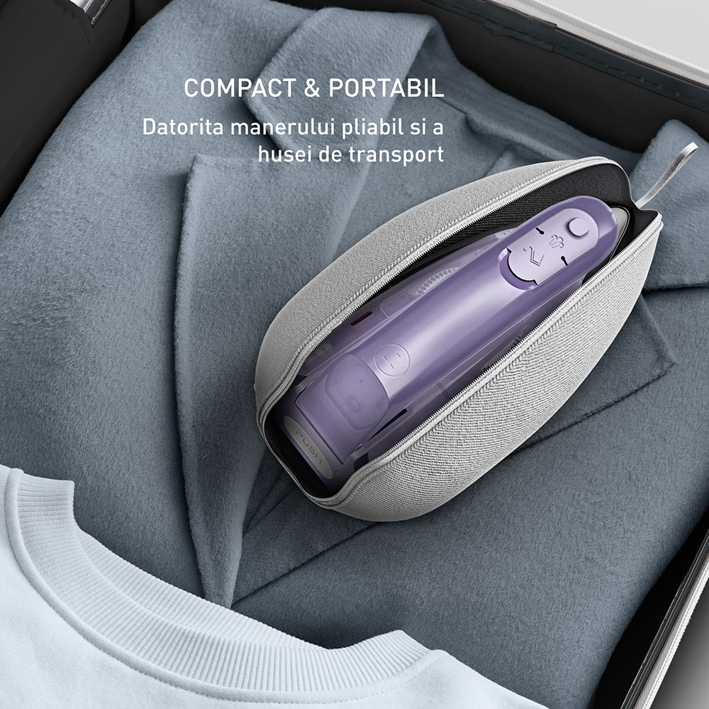 Fier de calcat TEFAL First Class DB1612E0, 1000W, 45g/min, talpa Microsteam 200, alb-violet