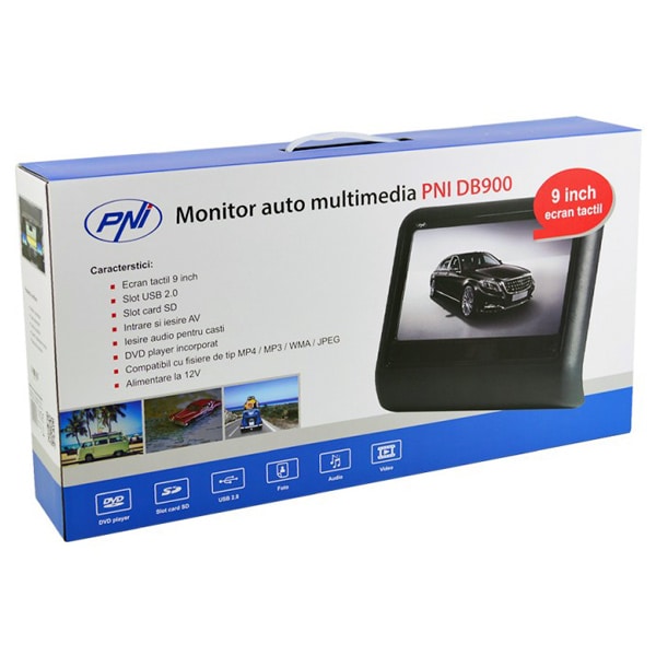 Monitor auto multimedia PNI DB900, 9", DVD, USB