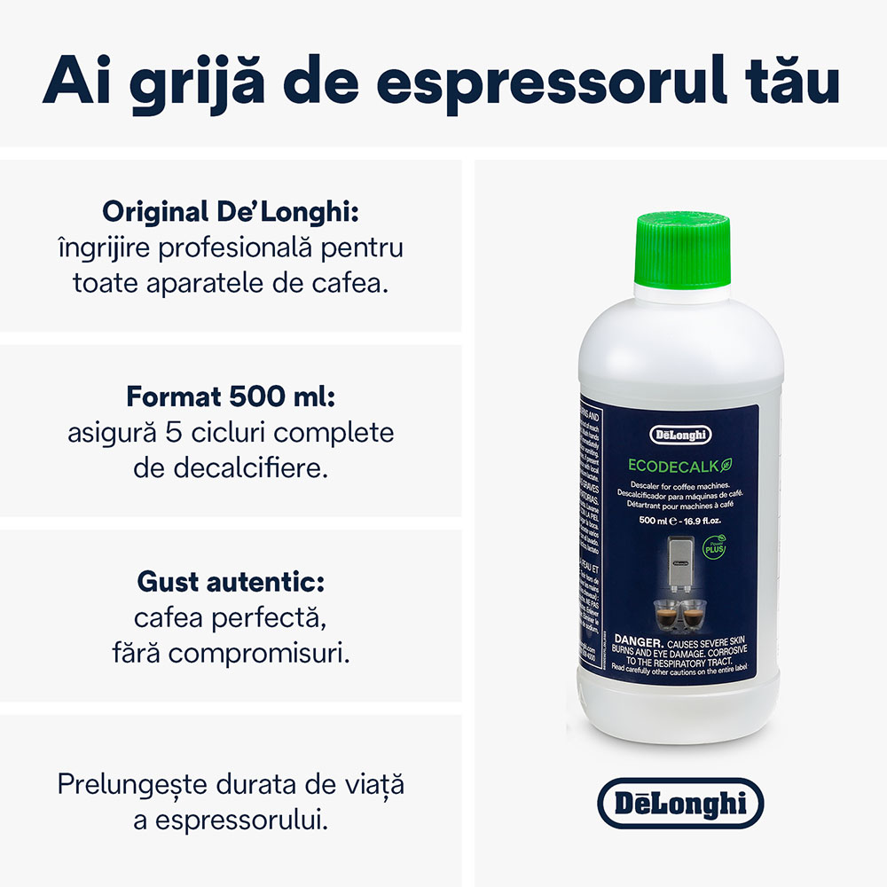 Decalcifiant DELONGHI EcoDecalk, 5 utilizari, 500ml
