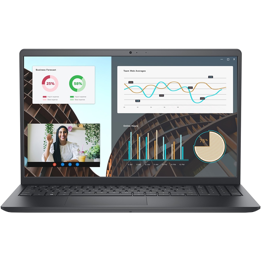 Laptop DELL Vostro 3530, Intel Core i7-1355U pana la 5GHz, 15.6" Full HD, 8GB, SSD 512GB, Intel UHD Graphics, Ubuntu, Carbon Black