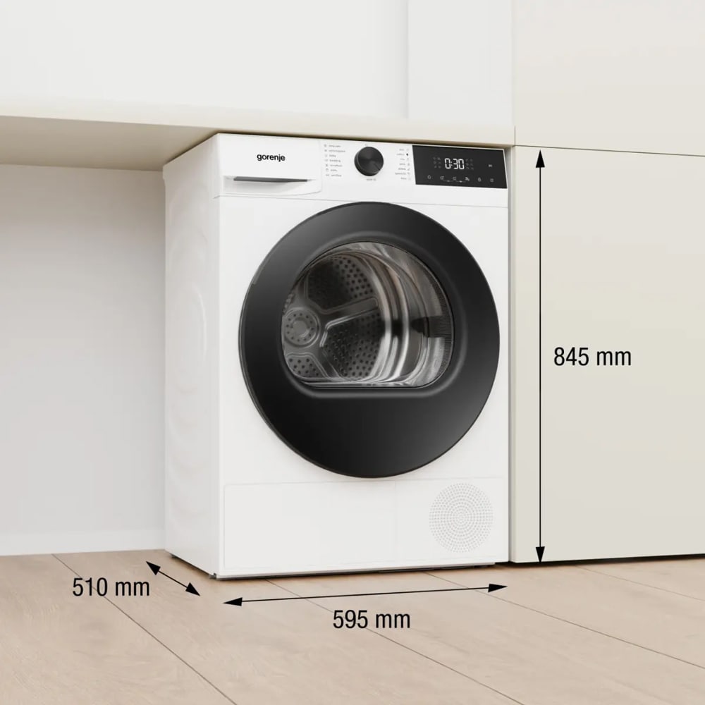 Uscator de rufe GORENJE DG2P8D, Pompa de caldura, 8 kg, 15 programe, Clasa D, alb