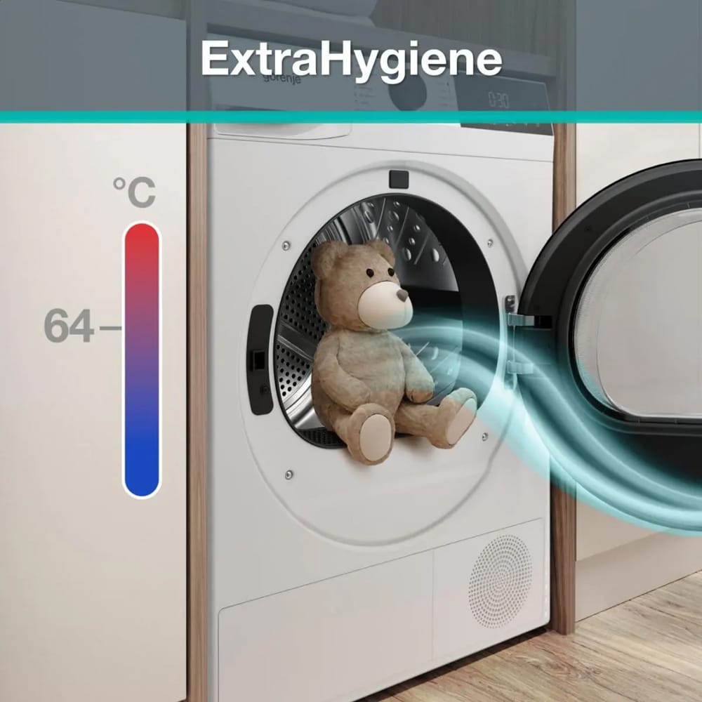 Uscator de rufe GORENJE DG2P8E, Pompa de caldura, 8 kg, 15 programe, Clasa E, alb
