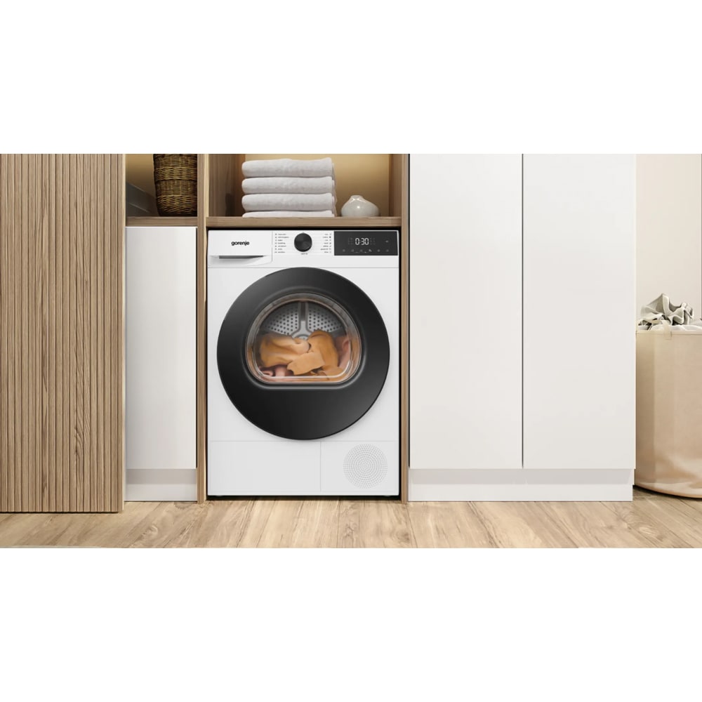 Uscator de rufe GORENJE DG2P8E, Pompa de caldura, 8 kg, 15 programe, Clasa E, alb