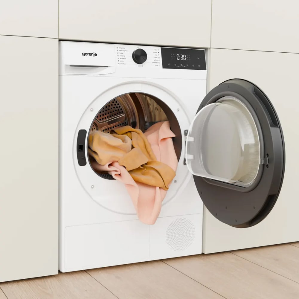 Uscator de rufe GORENJE DG2P9CP, Pompa de caldura, 9 kg, 15 programe, Clasa C, alb