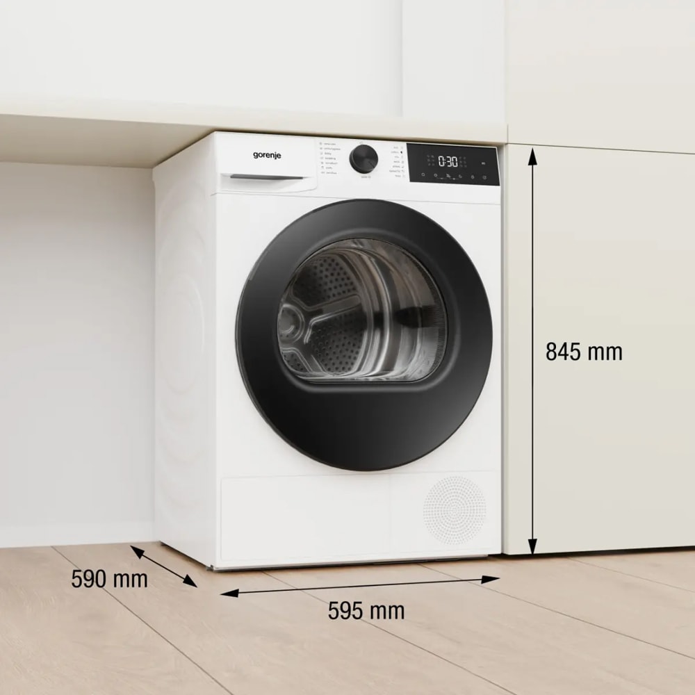 Uscator de rufe GORENJE DG2P9CP, Pompa de caldura, 9 kg, 15 programe, Clasa C, alb