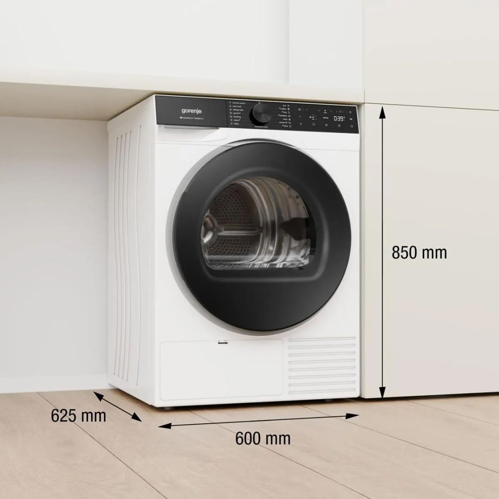 Uscator de rufe GORENJE DG69D, Pompa de caldura, 9 kg, 15 programe, Clasa D, Wi-Fi, alb