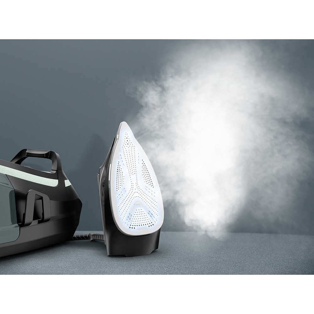 Statie de calcat ROWENTA Eco Steam Pro DG9621F0, 2800W, 500g/min, 1300ml, talpa Microsteam 400 Laser, negru-argintiu