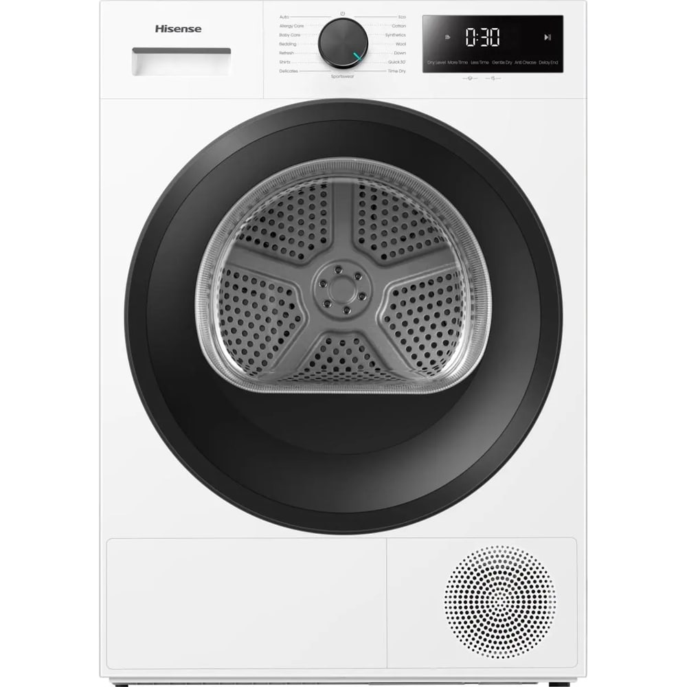 Uscator de rufe HISENSE DH1I800UWDE, Pompa de caldura, 8 kg, 15 programe, Clasa D, alb