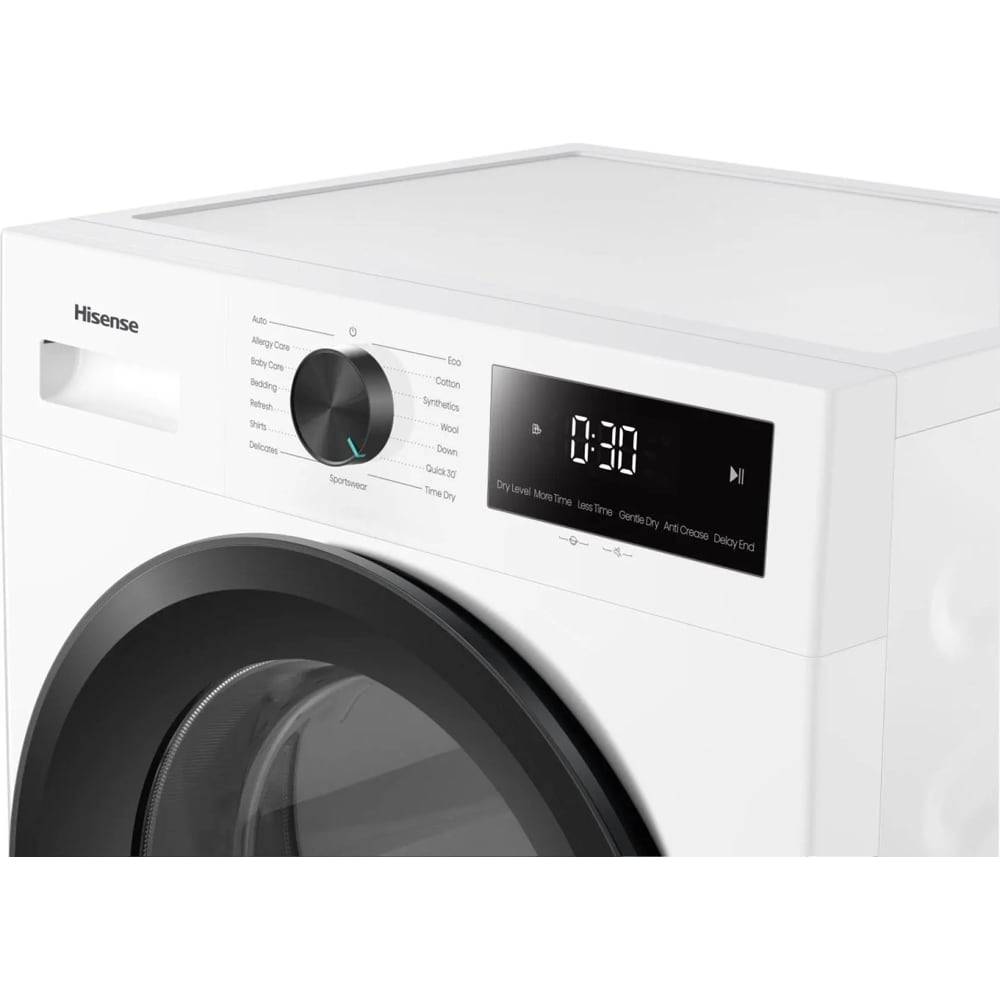 Uscator de rufe HISENSE DH1I800UWDE, Pompa de caldura, 8 kg, 15 programe, Clasa D, alb