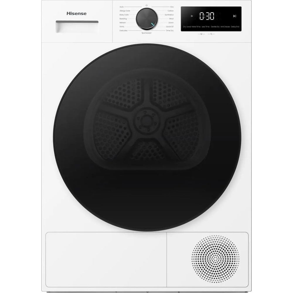 Uscator de rufe HISENSE DH1I900UWDCA, Pompa de caldura, 9 kg, 15 programe, Clasa D, alb