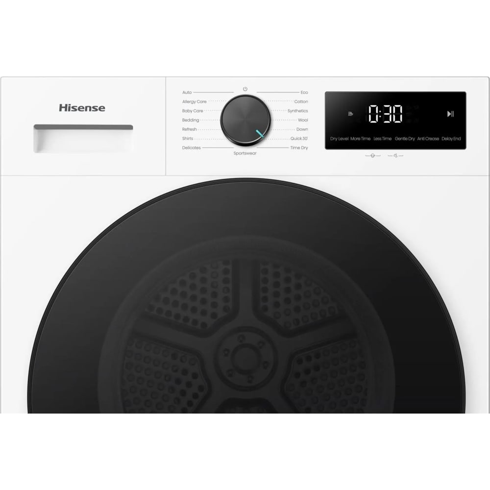 Uscator de rufe HISENSE DH1I900UWDCA, Pompa de caldura, 9 kg, 15 programe, Clasa D, alb