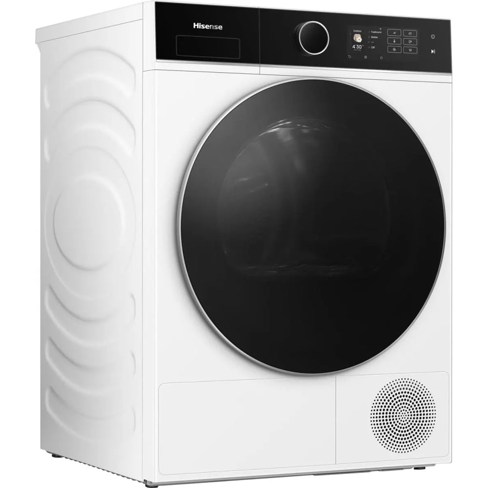 Uscator de rufe HISENSE DH5I104BWAB, Pompa de caldura, 10 kg, 18 programe, Clasa A, Wi-Fi, alb