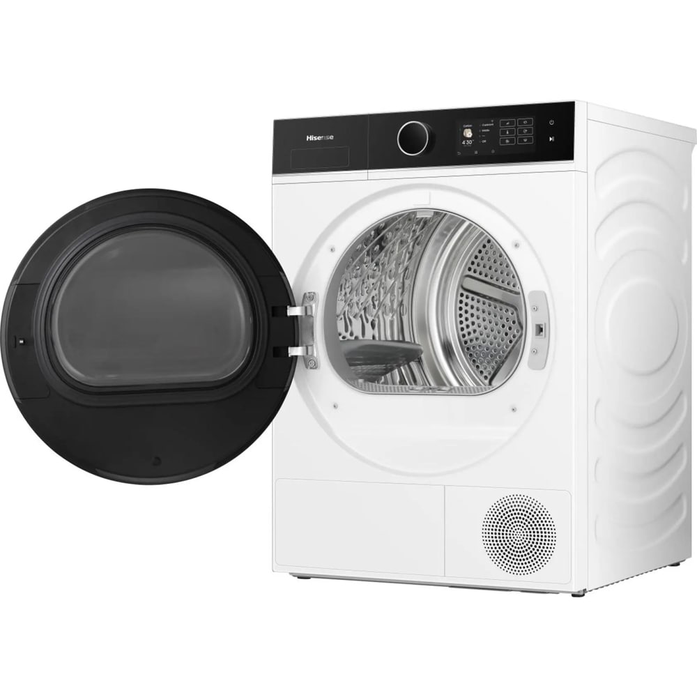 Uscator de rufe HISENSE DH5I104BWAB, Pompa de caldura, 10 kg, 18 programe, Clasa A, Wi-Fi, alb