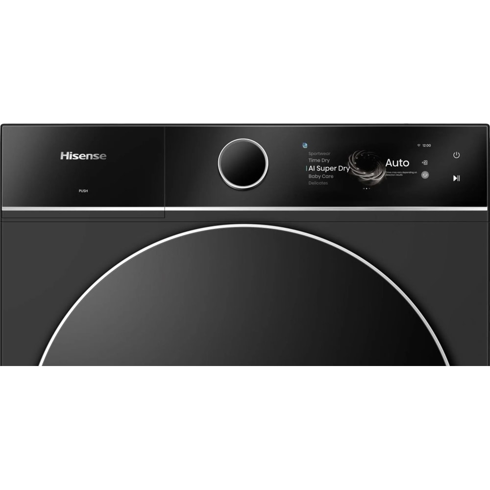 Uscator de rufe HISENSE DH7I108BBAB1, Pompa de caldura, 10 kg, 20 programe, Clasa A, Wi-Fi, negru