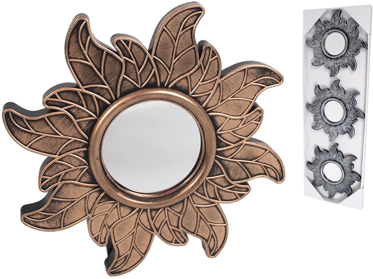 Set 3 oglinzi decorative DECOR B017061, 25 x 25 cm, auriu