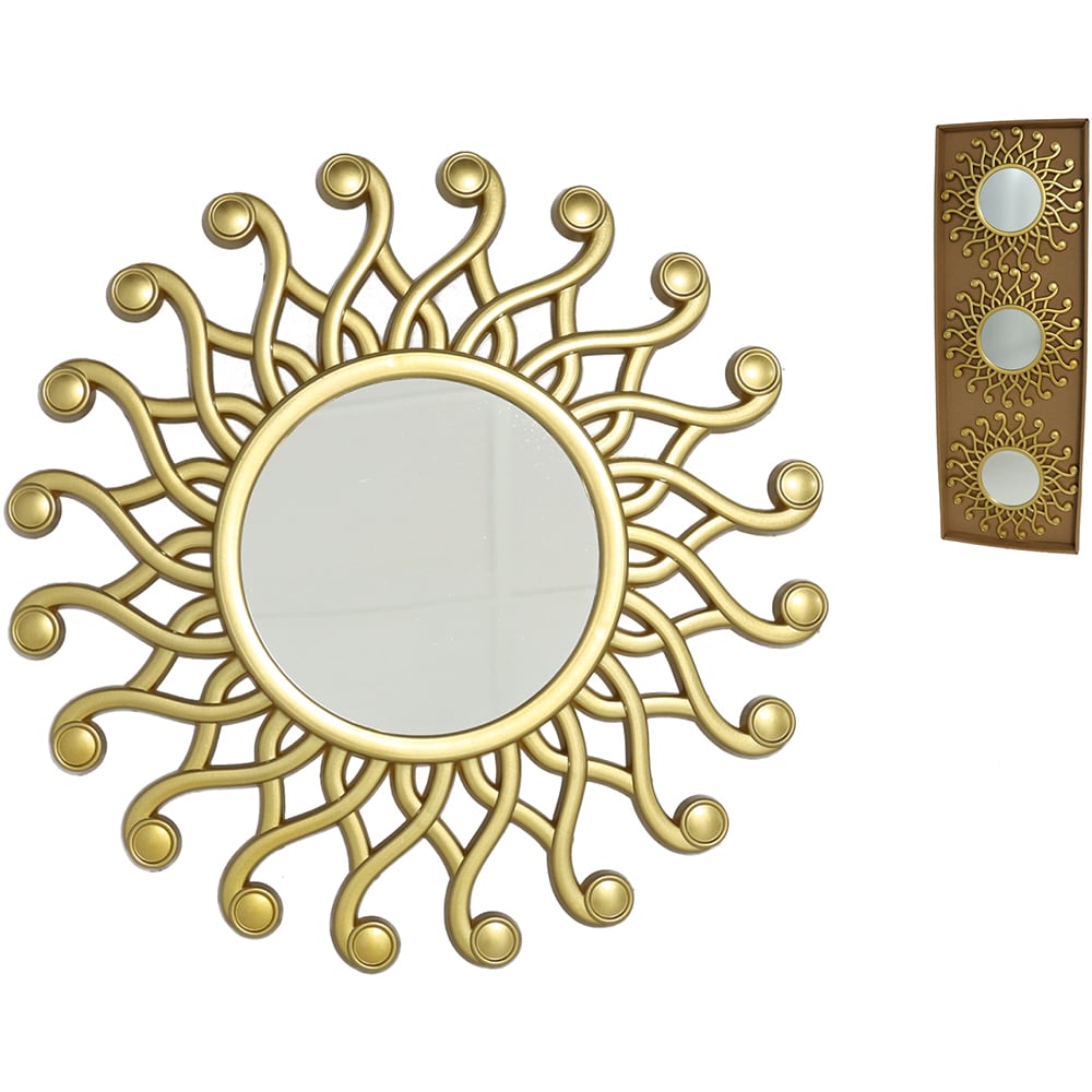 Set 3 oglinzi decorative DECOR Chen, D 11 cm, auriu