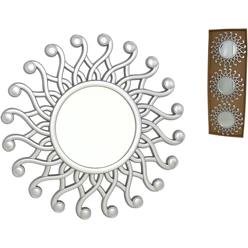 Set 3 oglinzi decorative DECOR Chen, D 11 cm, argintiu