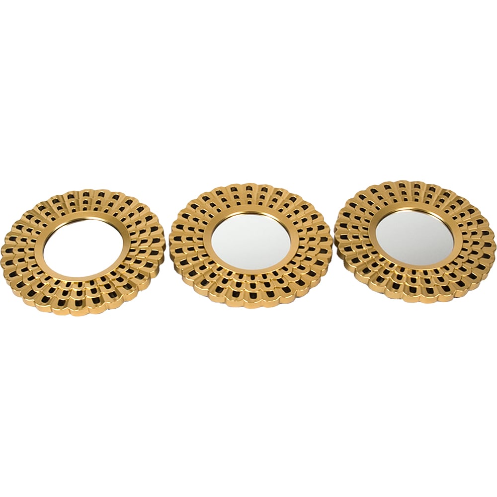 Set 3 oglinzi decorative DECOR Lian, D 25 cm, auriu