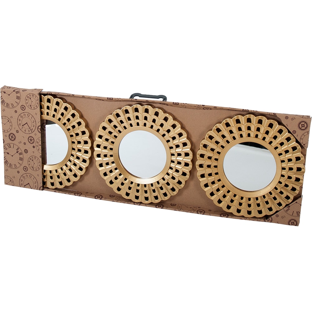 Set 3 oglinzi decorative DECOR Lian, D 25 cm, auriu