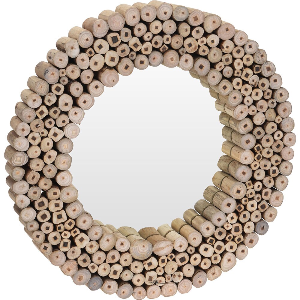 Oglinda decorativa H&S COLLECTION Teak, D 50 cm, maro deschis