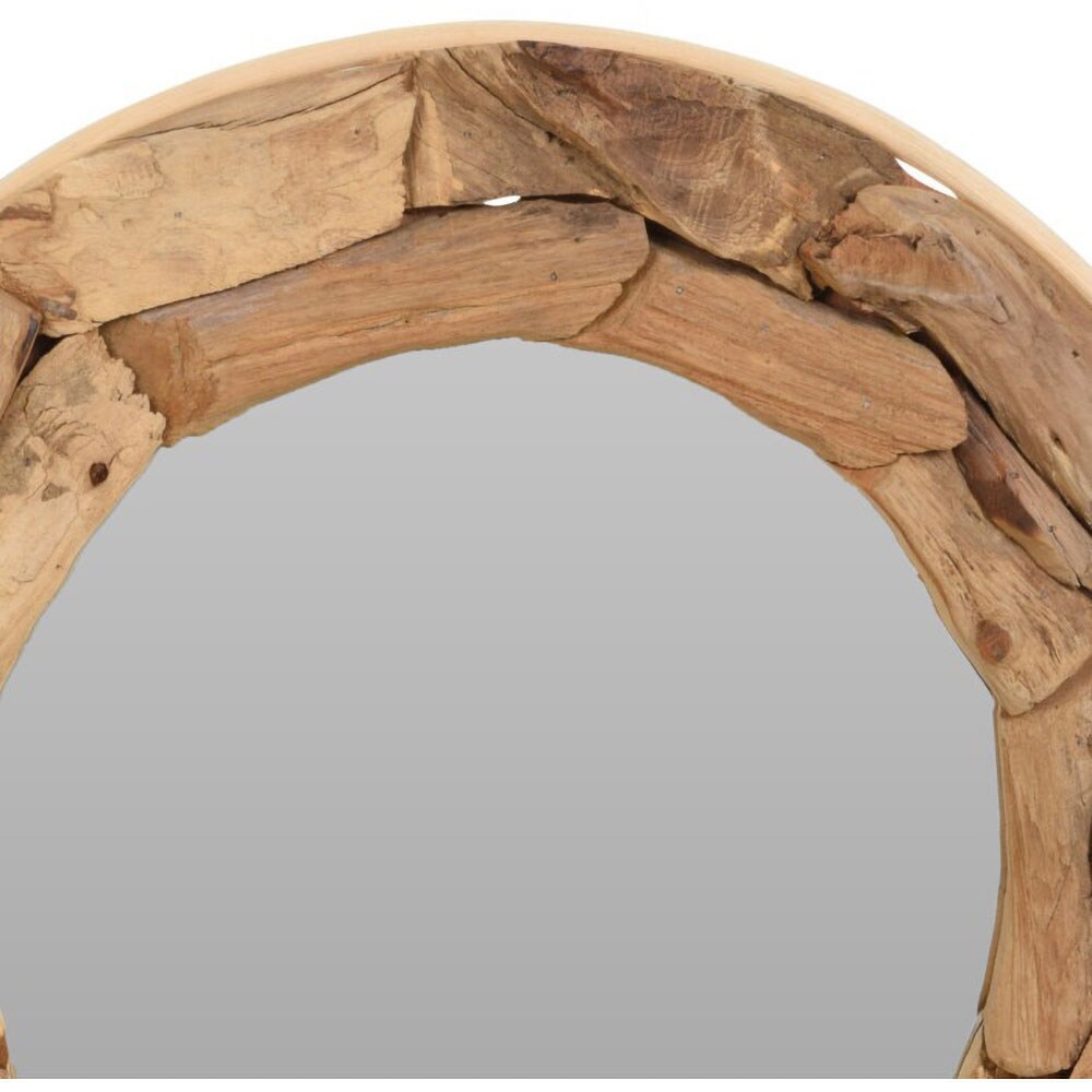 Oglinda decorativa H&S COLLECTION Teak, D 50 cm, maro