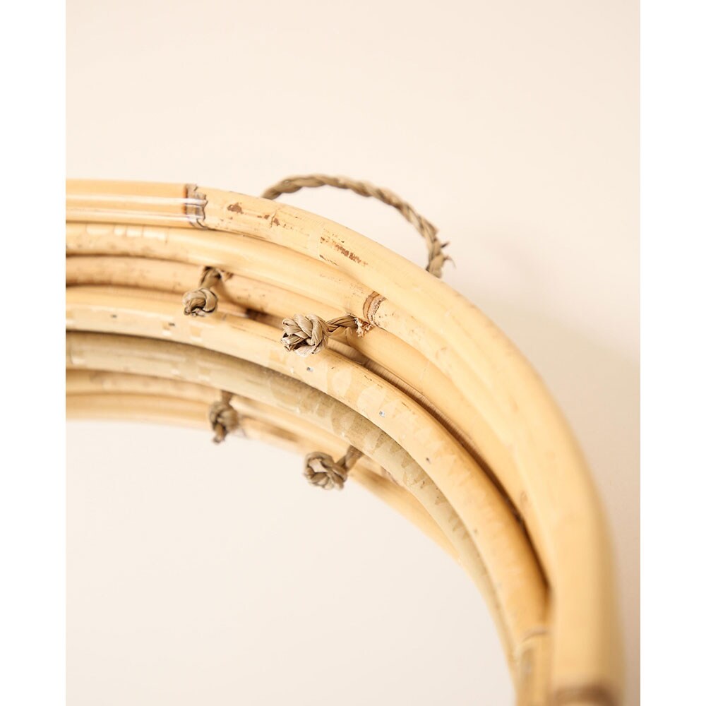 Oglinda decorativa KI, D 30 cm, maro deschis